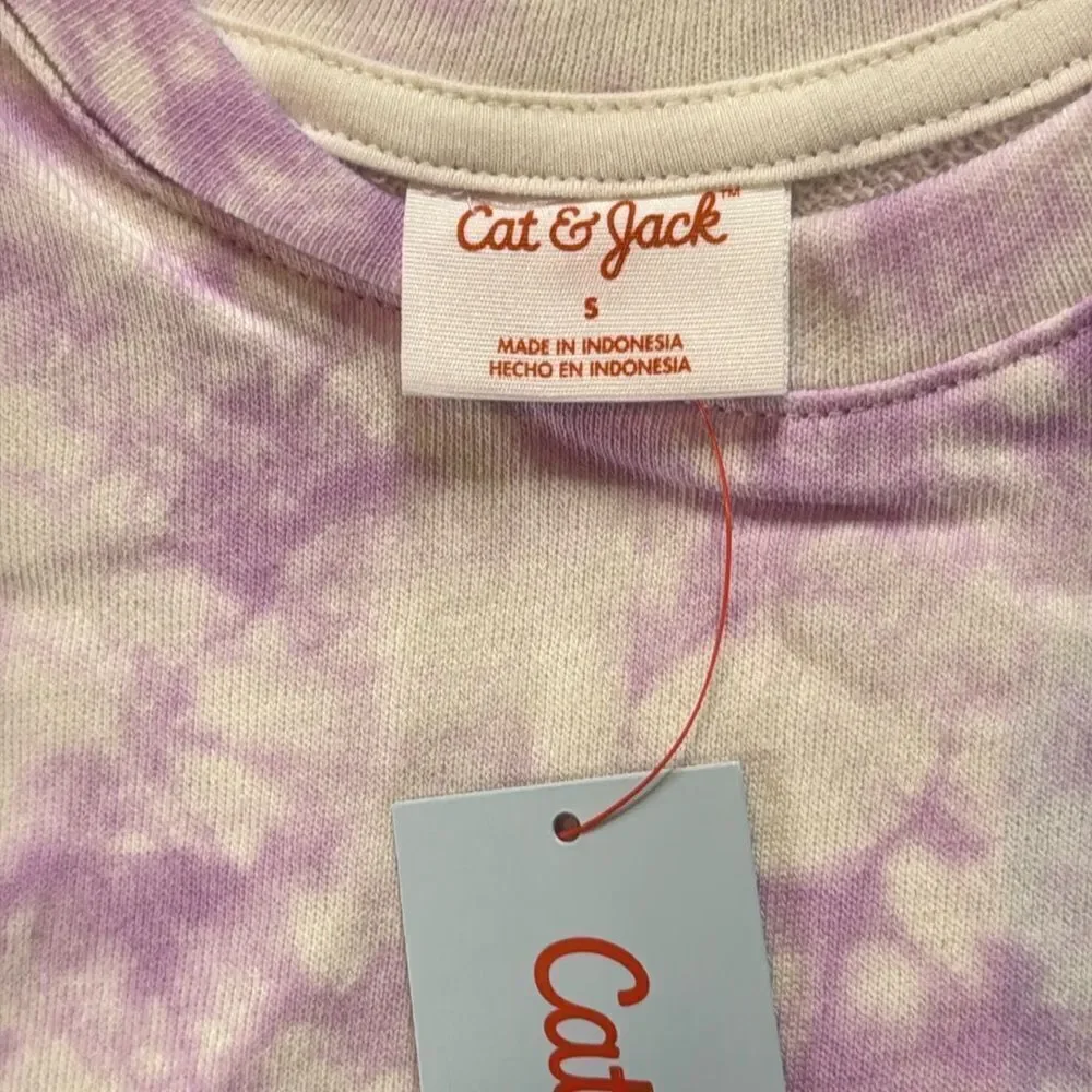 Cat & Jack Girl’s Purple Tie Dye Sweater 100% Cotton Size S NWT